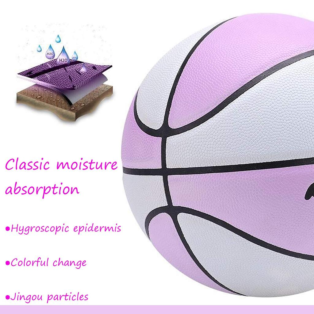 7 Smile Beginner Gift for Kids PU Basketball Mesh for Indoor and Outdoor Training No. Color-Changing Basketball, 6+, Non-Slip Wear-Resistant (Needle,