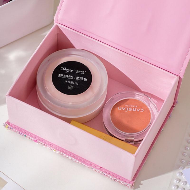 PU Desktop Card Holder with Magnetic Closure Cute Cartoon Dustproof Storage Box for Girls Students and Celebrity Po Collector