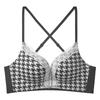 Invisible seamless front buckle underwear women's small breasts gather to prevent sagging, close sub-breasts, sexy beauty back, leopard print lace bra