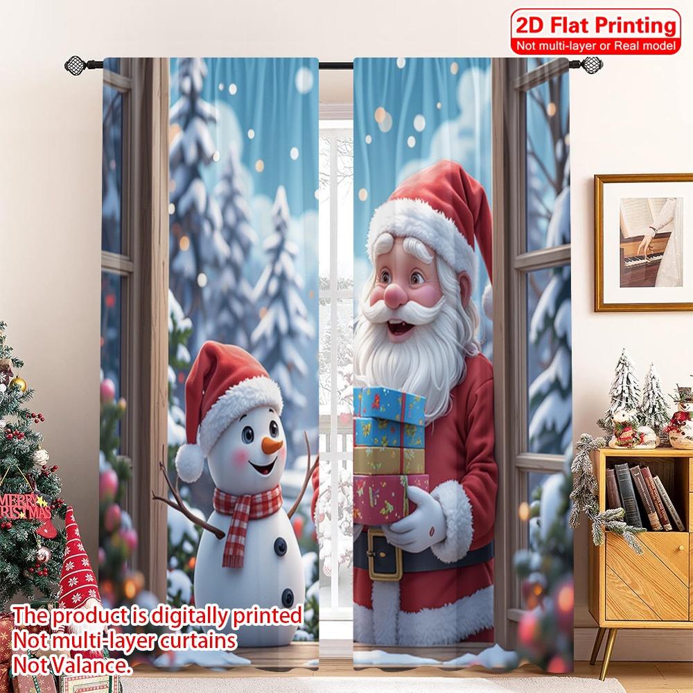 

2 шт. 2D плоская печать Рождественские оконные шторы Санта Клаус Снеговик Зима Рождество Полиэстер Без электричества 0 Идеально для 52.50×116.00 CM 2pcs