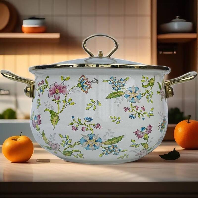 

LIEI Russian Floral Enamel Stockpot