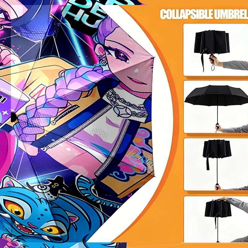 KPop Demon Hunters Print Umbrella Automatic Opening/ Closing - Portable Foldable Design - Daily Use for Travel/Outdoor - Gift for Birthday