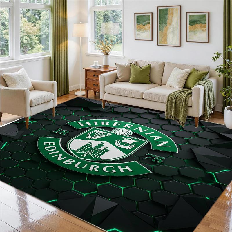 Hibernian FC Design Crystal Velvet Rug Soft Decorative Mat for Bedroom Entrance