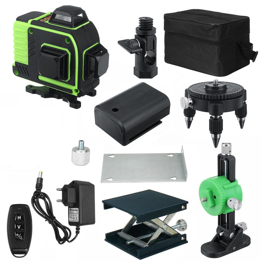 16 Line Laser Level Green Laser Level Line 4D Self-Leveling 360 Horizontal Vertical Cross Super Powerful Laser Level Remote Control 4000mAh Battery