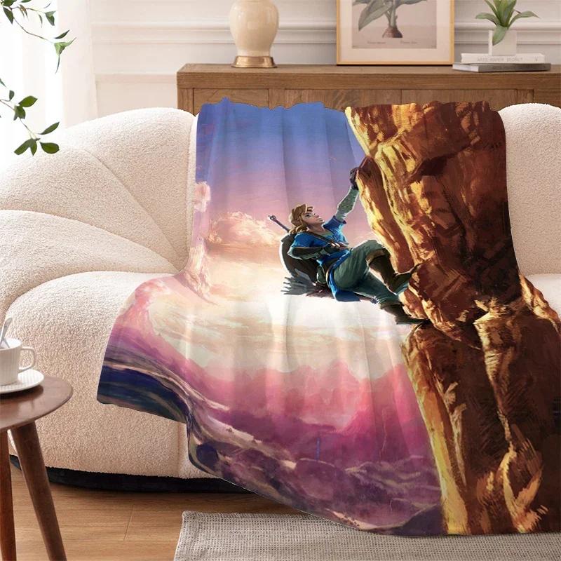 Custom Warm Fleece Blanket for Sofa Bed Soft Flannel Throw King Size Perfect for Camping Winter Zelda Theme