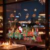 Large Removable Christmas Train Window Clings with Santa, Reindeer & Candy Cane Decorations PVC Stickers Holiday Party Decals