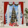 2pcs Christmas Tree Red Christmas Curtains Polyester, Rod Pocket Design for Living Room Bedroom Kitchen Decor -Machine Washable