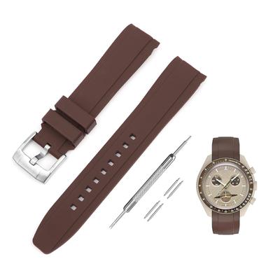Jumpsunfun 20mm Watch Band for Omega X Swatch Speedmaster Brown Silicone Strap for Omega and Swatch Speedmaster MoonSwatch MoonSwatch,