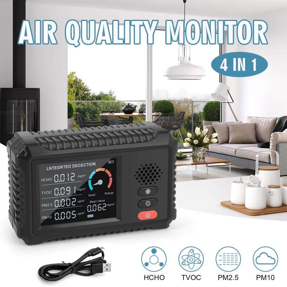 

PDTO Цифровой ЖК-монитор качества воздуха CO2 HCHO TVOC PM2.5 PM10 Тестер детектора