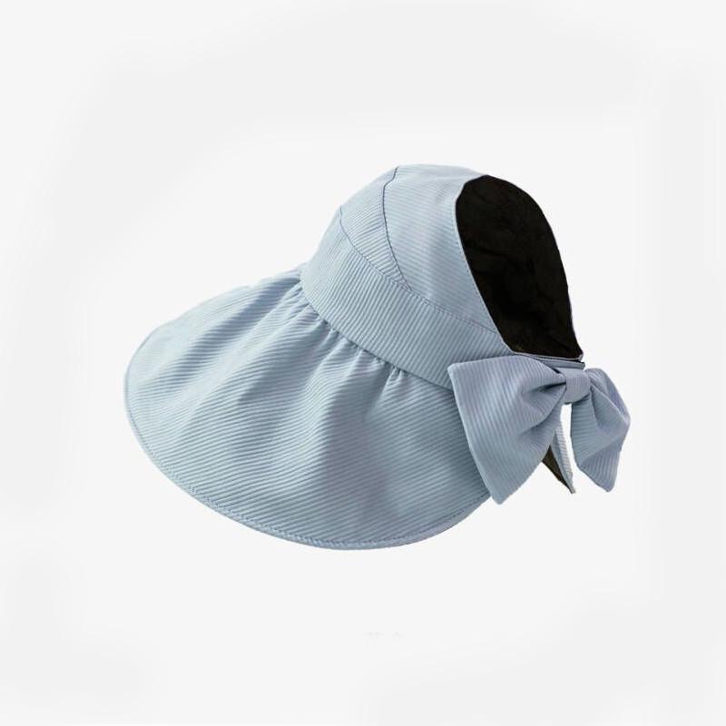 Black Wide Brim Shell Hat With Bow Summer Sun Hat For Women Outdoor Sun Protection