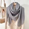 Simple literary and artistic yarn with sunscreen, elegant shawl, women's solid color square short fringed temperament scarf