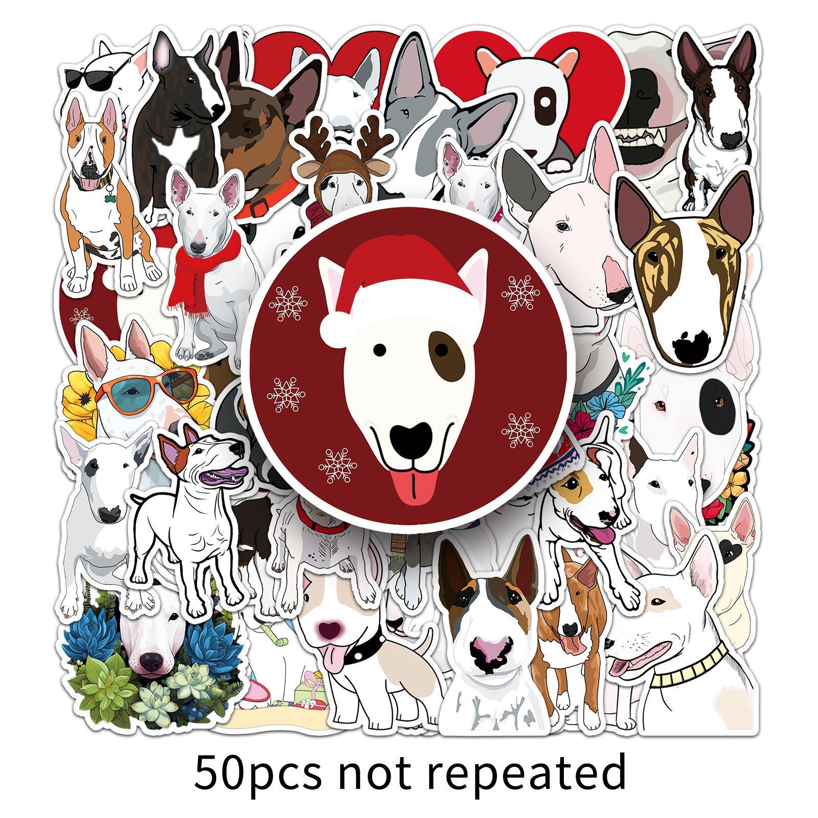 50 Bull Terrier Stickers - Cute Hand-Painted Puppy Decor for Journals & Cups