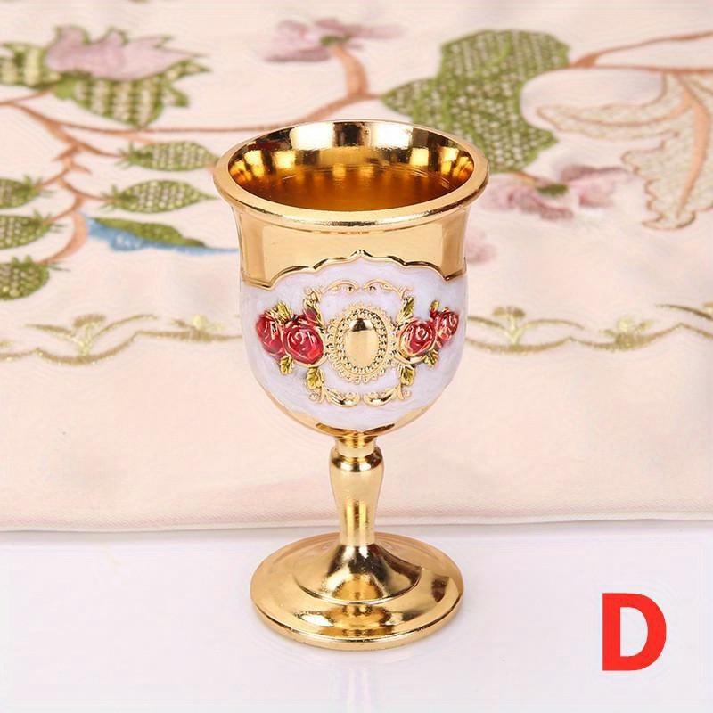 1pc European Style Wine Glass High-grade Liquor Glass Creative Home Metal Liquor Glass Retro Creative Small Pieces