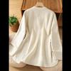 Women's Autumn Zen Cotton Linen Shirt Jacket with Frog Buttons