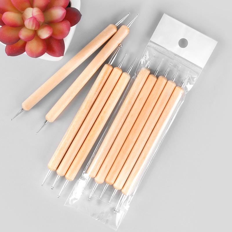 Set of 5 Double-Ended Wooden Dotting Pens for Nail Art
