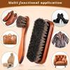 2pcs Horsehair Shine Shoes Brush Kit Polish Dauber Applicators Cleaning Leather Shoes Boots Care Brushes Suede Cleaner Brush