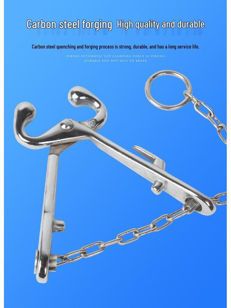 Cattle Nose Pliers with Chain - Stainless Steel Piercing and Restraining Device for Livestock