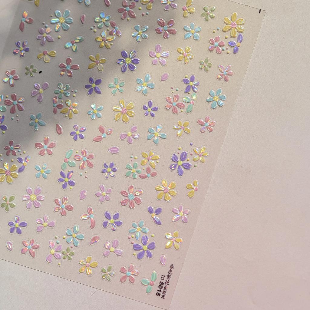 White Flower Petal Cherry Blossom Peach Blossom Falling Petal Floral Gradient 5D Self Adhesive Nail Art Sticker Manicure Decals