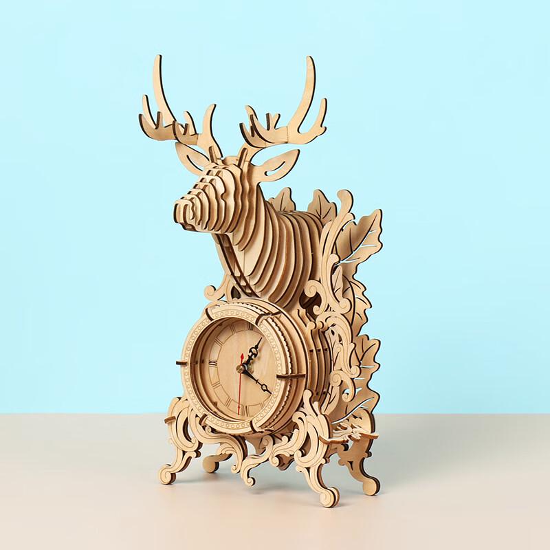 3D Деревянная головоломка Олень Настольные часы