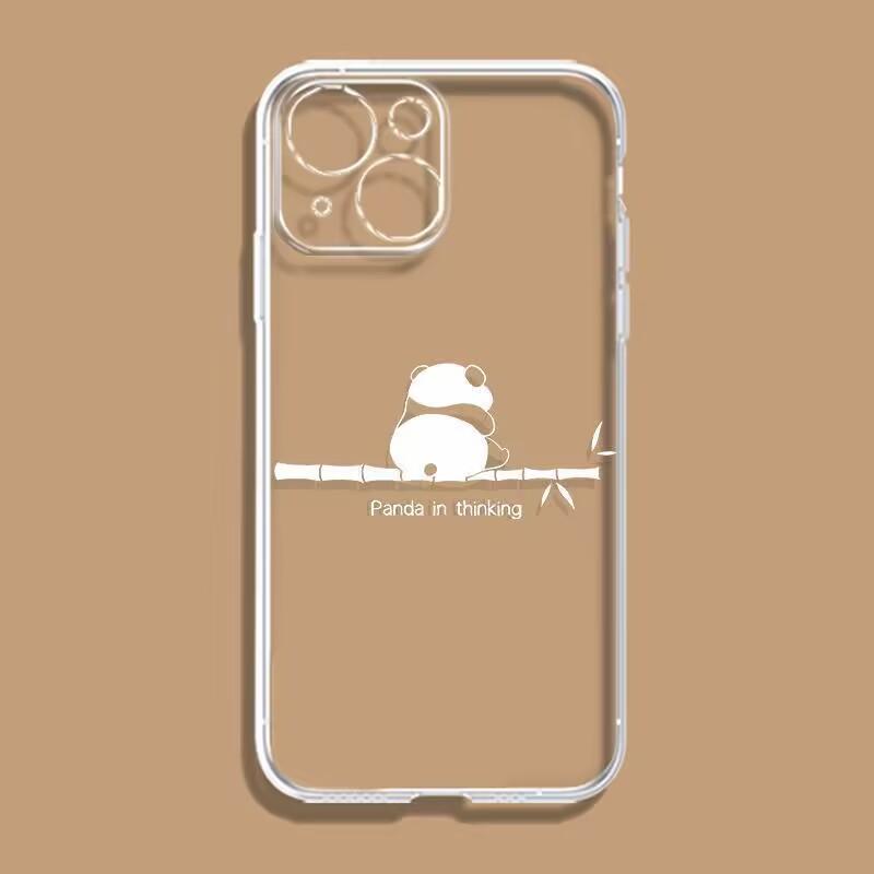 Funny Cute China Panda Clear Phone Case For iPhone16 15 14 13 12 11 Pro MAX Shockproof Covers