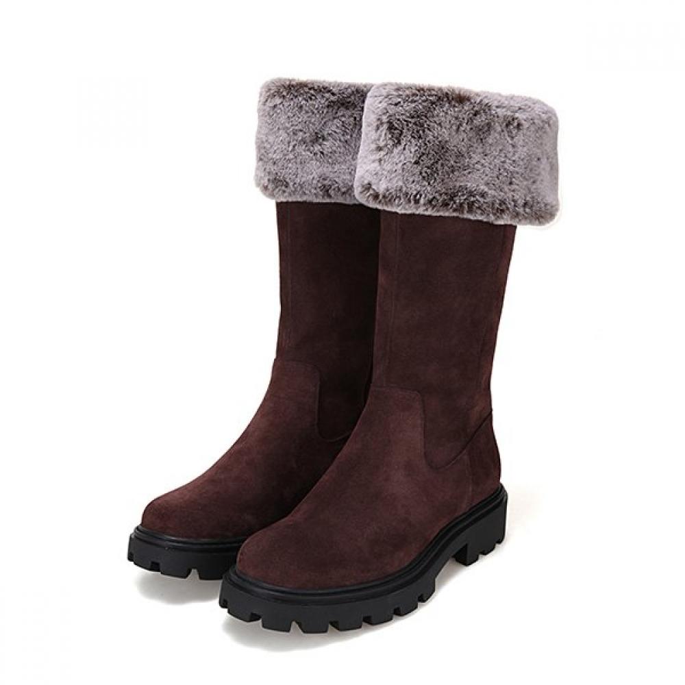 Barbara Cowhide Suede Two Way 4cm Half Pear Boots Bbg853br 225mm