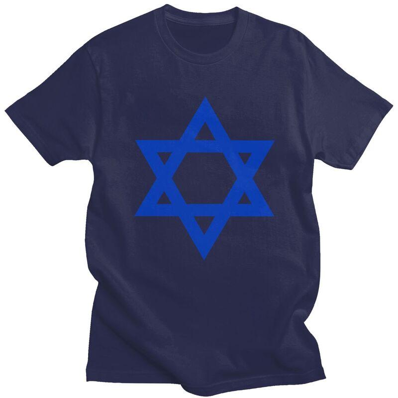 Individuelles Cooles Davidstern Israel Flagge T-Shirt Herren Kurzarm Reines Baumwoll-T-Shirt Israelischer Stolz Tee Oberteile Streetwear T-Shirt