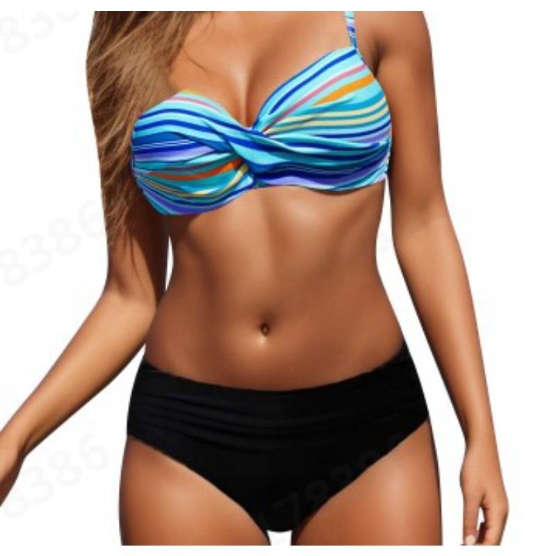 Women's twisted bust leopard print bikini suit split swimsuit