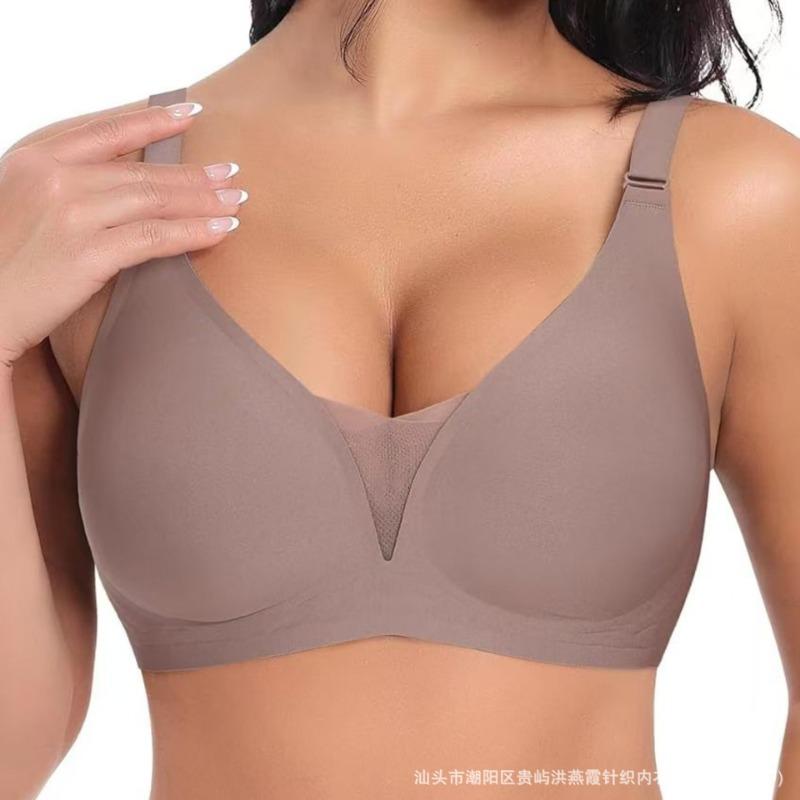 Women's Plus Size Seamless Wireless Bra, Adjustable Strap Full Coverage Comfort Bra