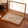 Velvet-lined Jewelry Holder Ring Storage Box, Durable Wood with Compartmentalized Design, Soft Travel Organizer Box Velvet Interior Multi-grid