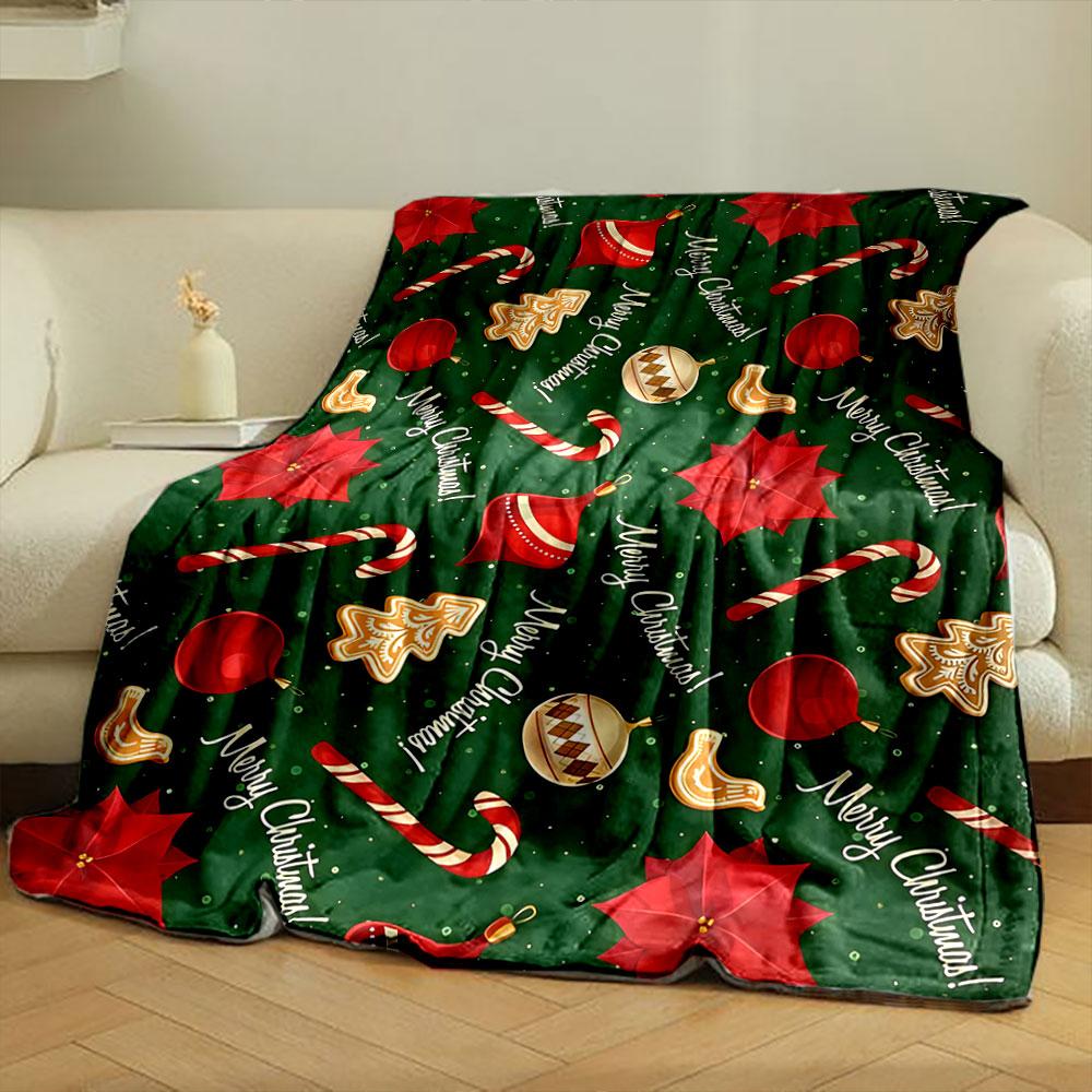 Merry Christmas Print Blanket Bedroom Blanket for Livingroom Couch Lunch Break Soft Throw for Friend's Festival Gift