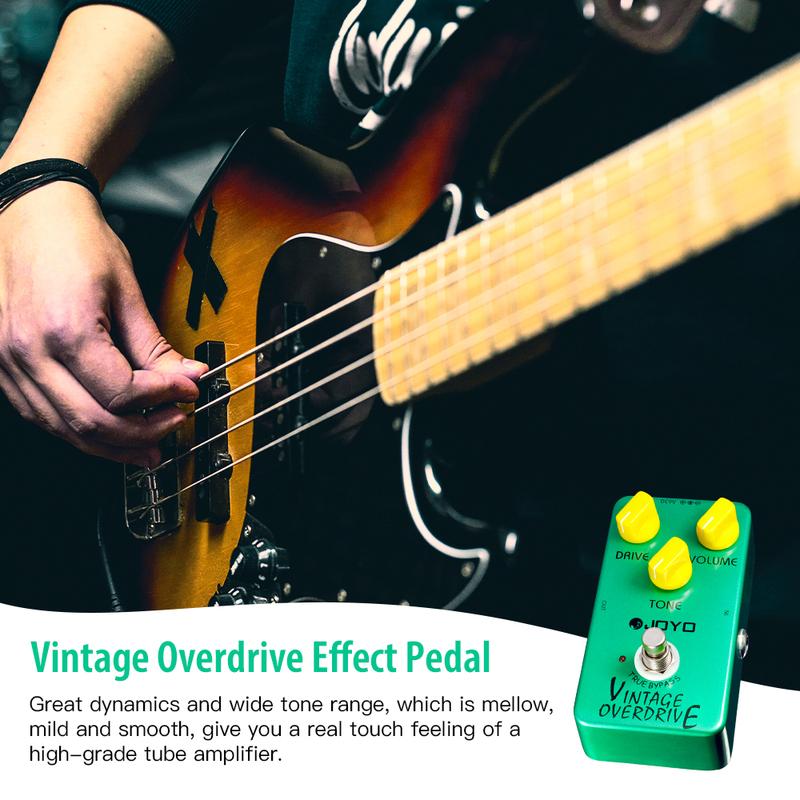 JOYO JF-01 Vintage Overdrive Gitarrenpedal Erzeugt warmen milden sanften Obertöne Overdrive-Pedal mit Sustain-Effekt