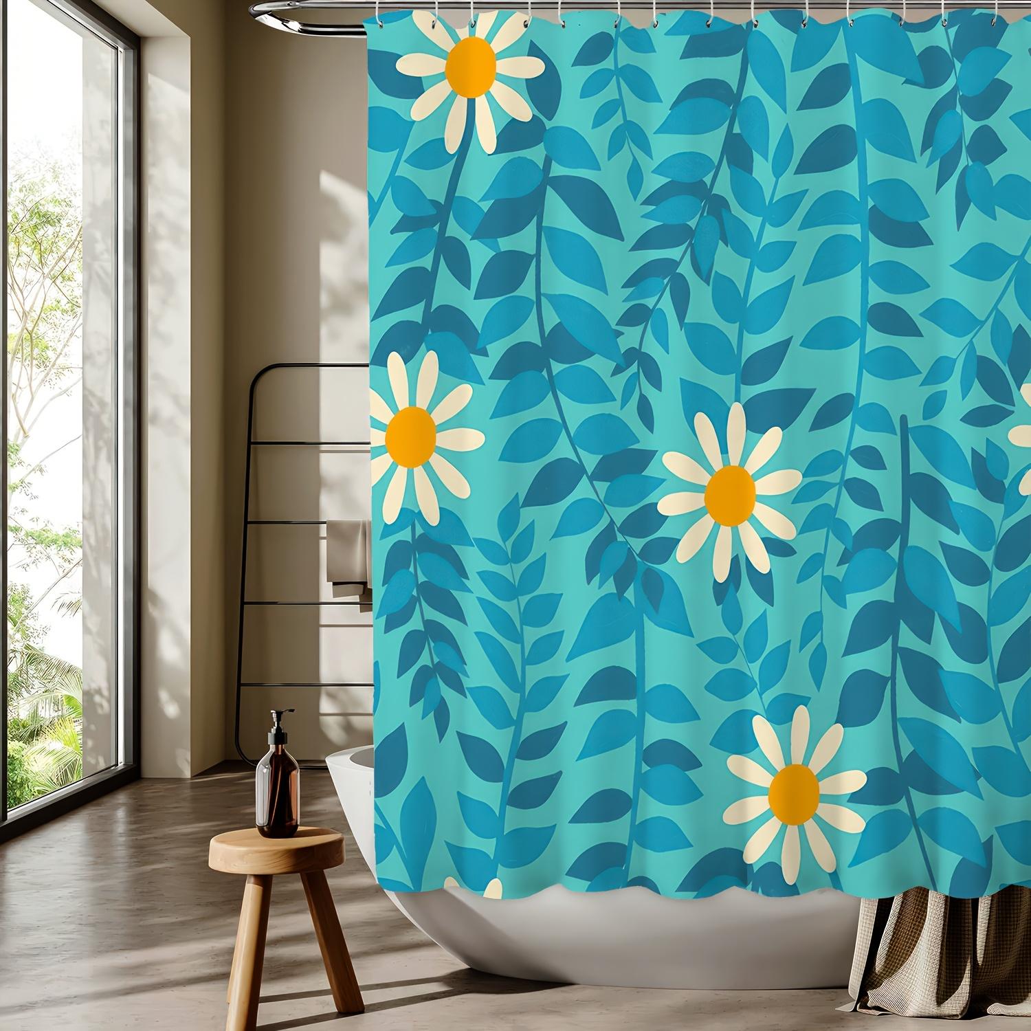

Floral Leaf Pattern Digital Print Shower Curtain - Machine Washable, Non-Woven Polyester, All-Season Bathroom/Home Decor W90xH180cm