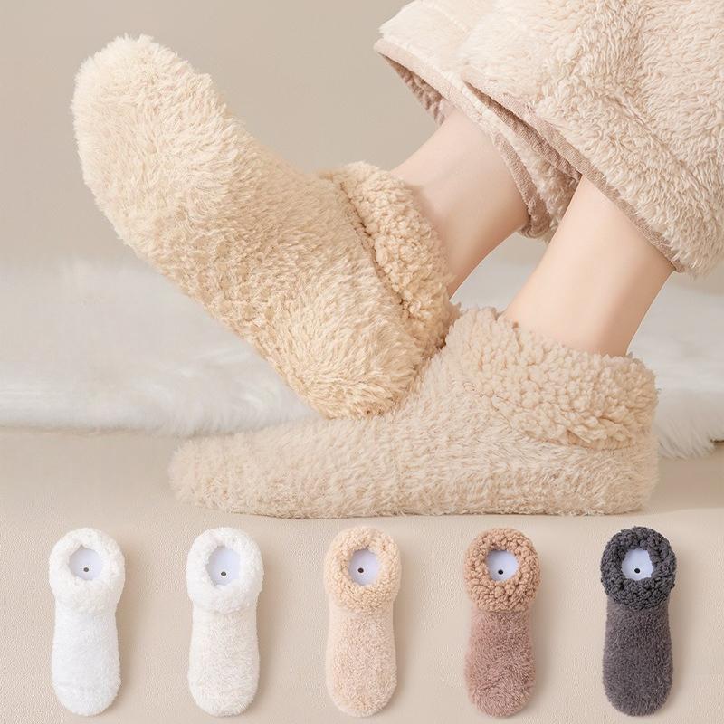Women's Slouch Socks Women Thickened Coral Fleece Warm Indoor Floor Silicone Non-slip Invisible Cotton Floor Socks