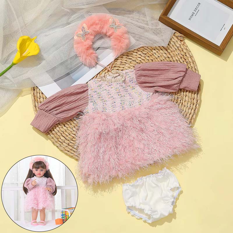 Wiedergeborene Puppenkleidung für 55cm Puppe Plüschkleid und Hosen-Set Kleidung Zubehör Für 21,65 Zoll Baby Puppe Spielzeug Kleidung Zubehör