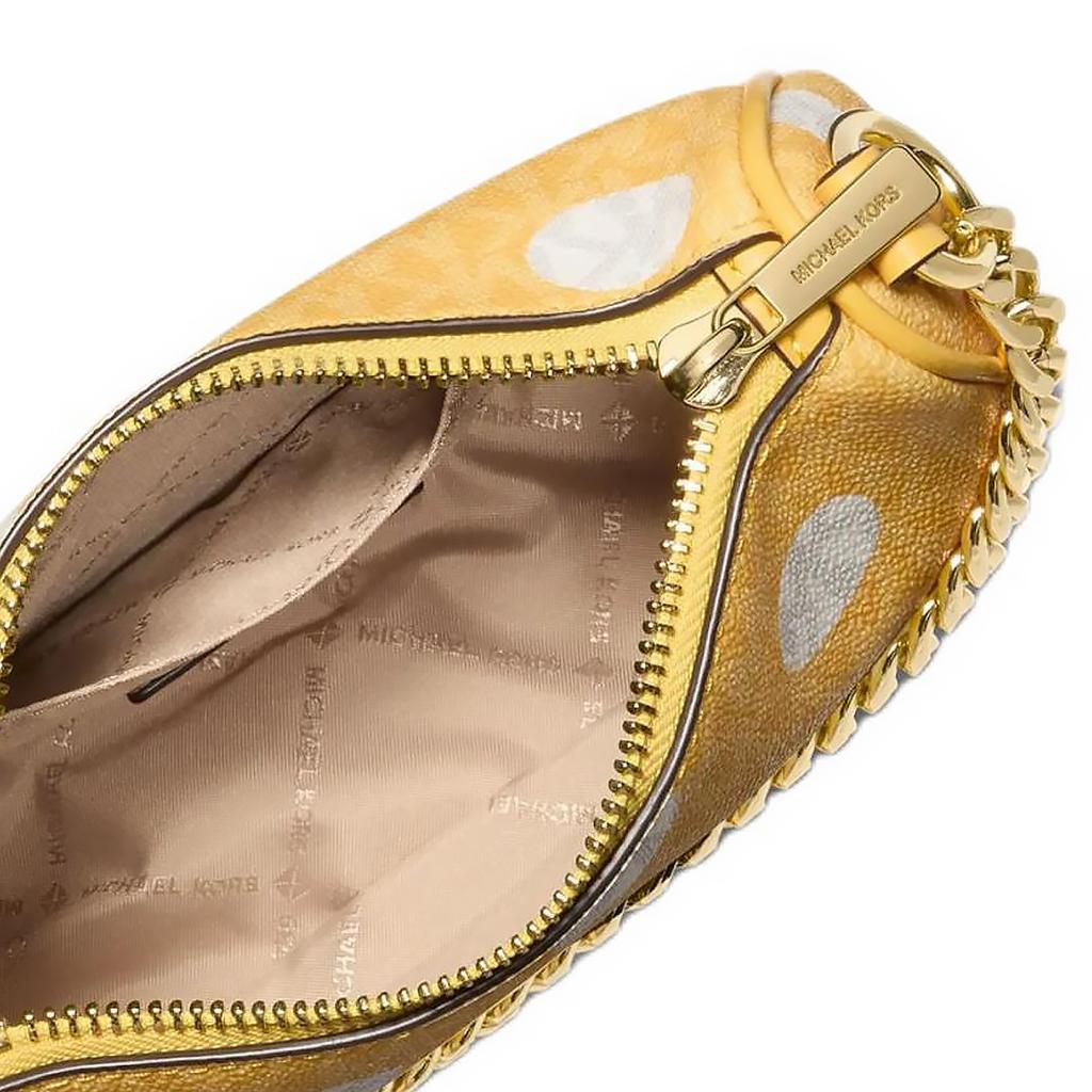 Michael Kors MK Carmela Round Polka Dot Pattern Faux Leather Handheld Crossbody Shoulder Bag Small Women Bags 35S5G1QC1N-DAISYYELLOW