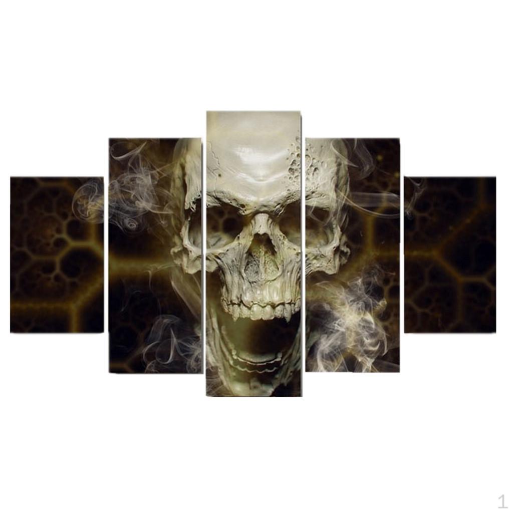 

Canvas Print Wall Decor Oil Painting Art Adorned Picture-Skull 5PC Noframe S