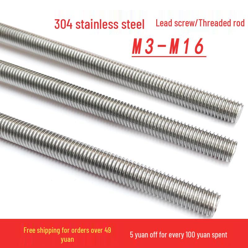 

304 Stainless Steel Fully Threaded Rod/Bolt - M3 to M24 M4*1m