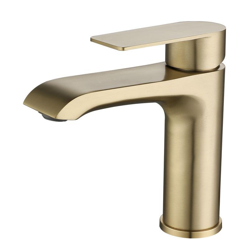 Brushed Gold/Grey 304 Stainless Steel Bathroom Sink Faucet Deck Mounted Single Hole Hot And Cold Mixed Water Basin Tap