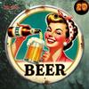Vintage Metal Beer Lady Sign for Bar Cafe Wall Decor Home