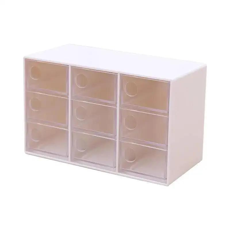 1 Pcs Creative Plastic Transparent Jewelry Storage Box Nine Drawers Cosmetics Korean Fashion Dustproof Sorting Box