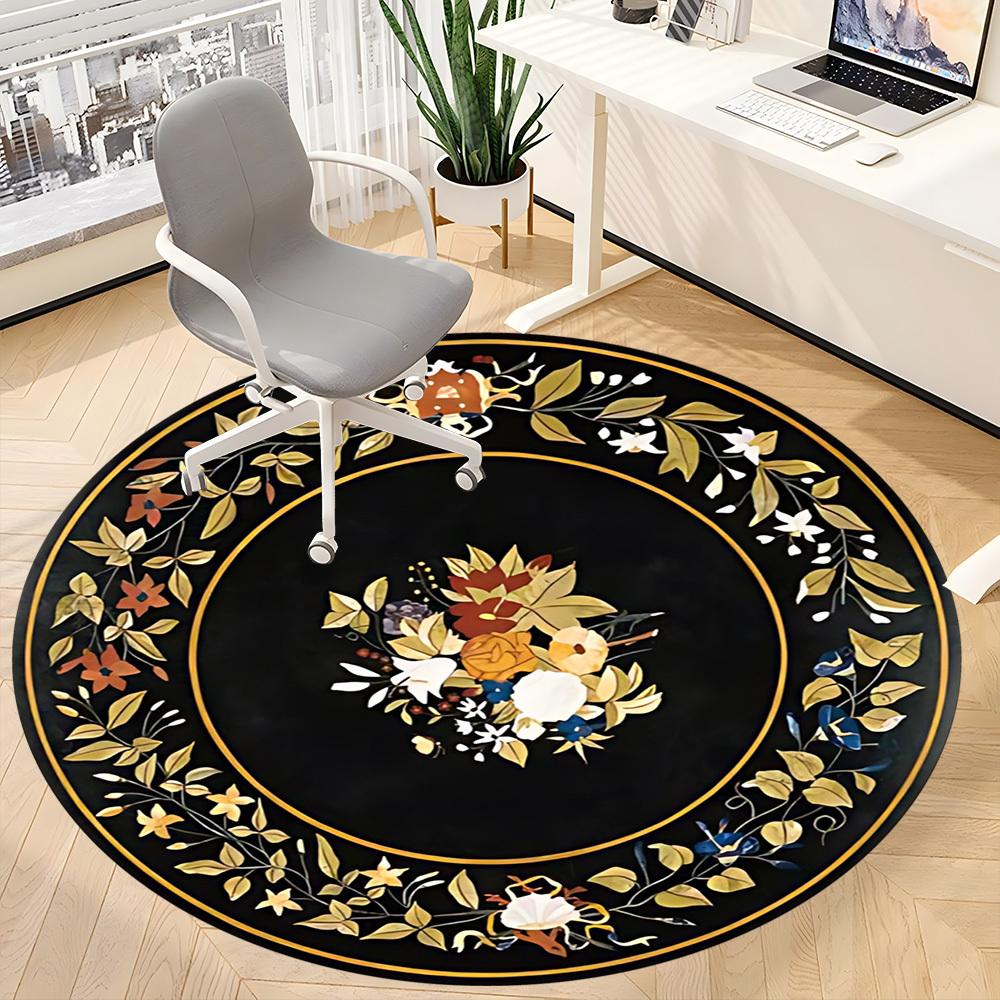 1PC Floral Decorative Chair Carpet for Office Non-Slip, Lightweight, Machine Washable Rug for Office, Sleeping, Room - Holiday Decoryy251009085