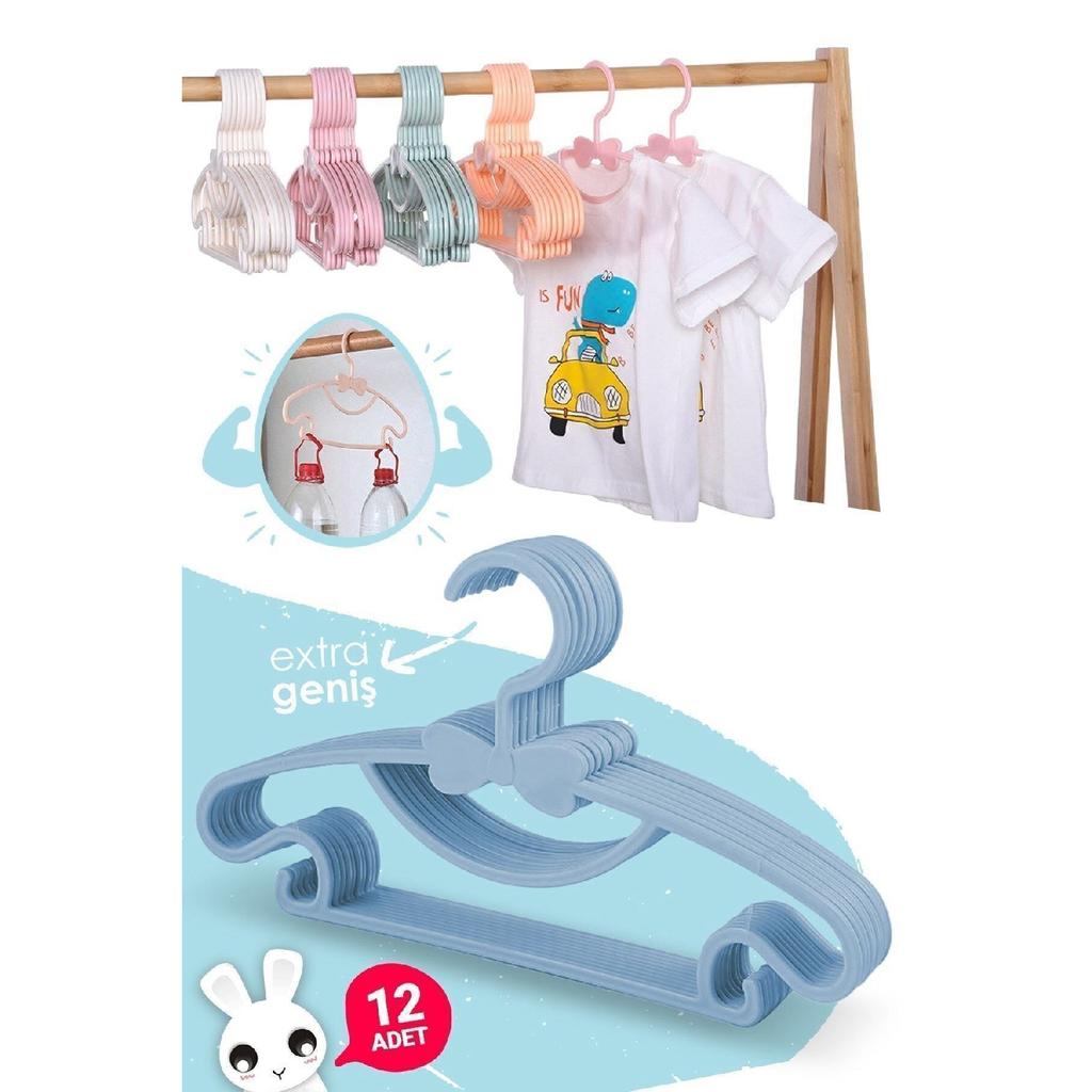 Sweet 12 Pieces Pink Baby Clothes Hanger With Bow Butterfly Baby Kids Clothes Hanger
