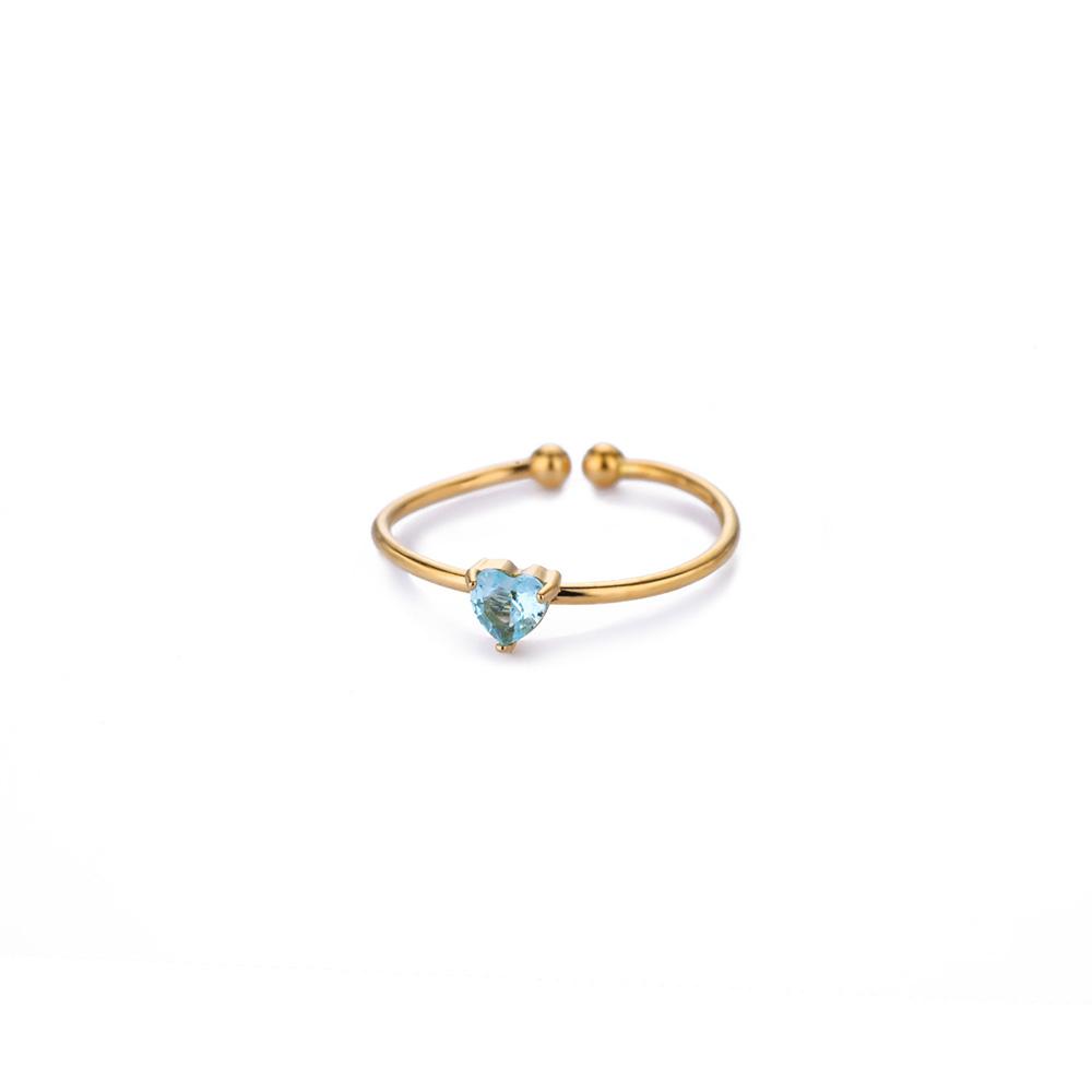 2025 Birth Colorful Cubic Zircon Heart Opening Rings For Women Fashion Dainty Stainless Steel Princess Ring Jewelry Wedding Gift