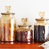 Amber Glass Sealed Jar Storage Bottle with Lid Large Capacity Transparent Heart-shaped Coffee Bean Storage Jar Kitchen Container