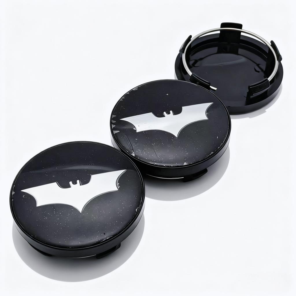4pcs Black Silver BAT Logo Emblem Car Wheel Center Caps 58MM 54MM Wheels Hub Cap Rim Hubcaps Dust Cover Replace Car Accessories