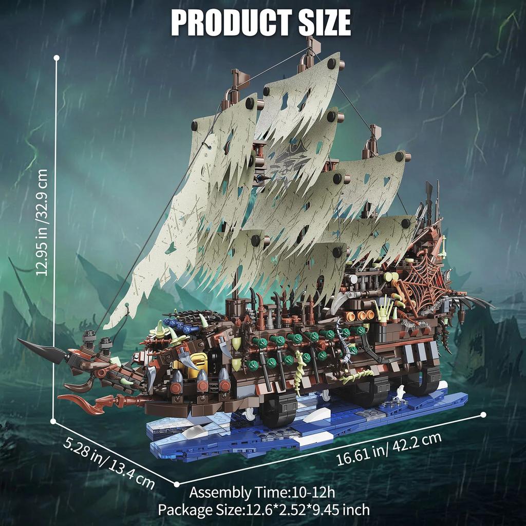 2000+PCS MOC Pirate Ship Series Assembly Building Blocks Model With Lighting Assembly Children's Toys Gift Home Ornaments