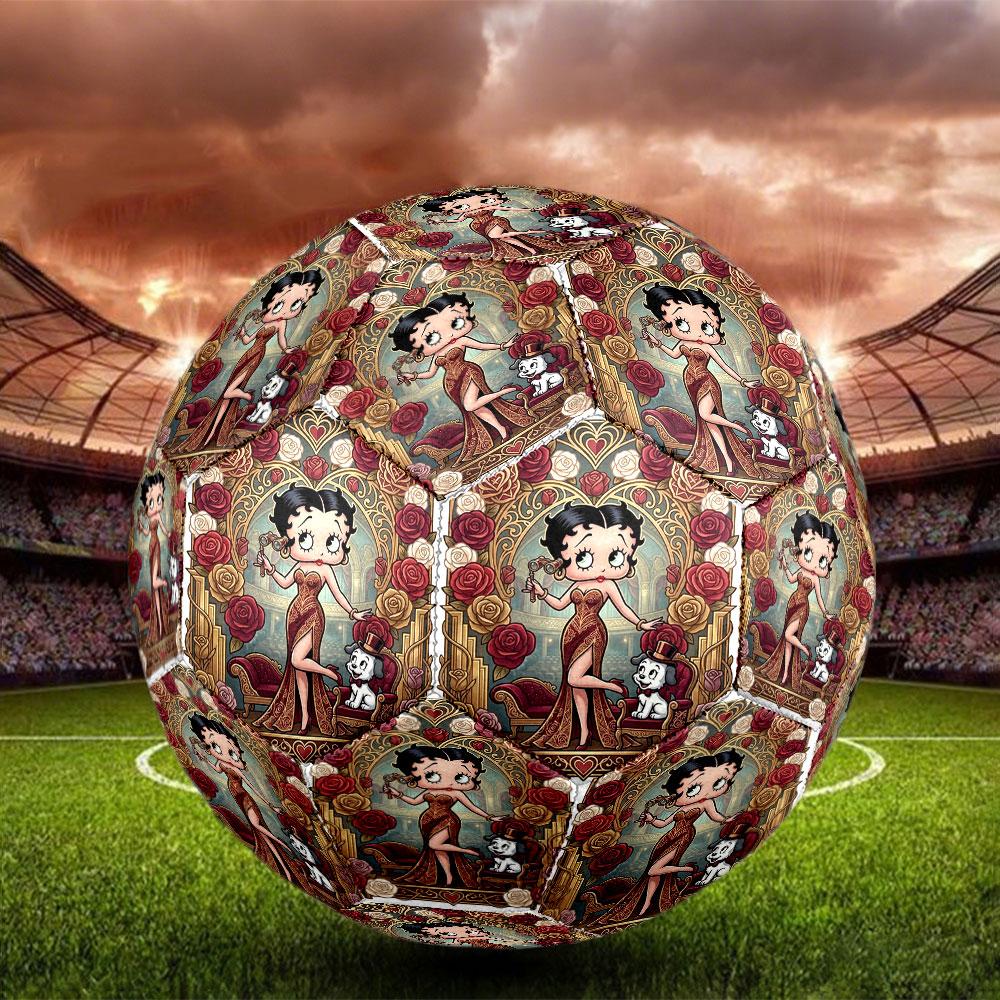 Betty Boop Print Size 5 Soccer Ball, Standard Match Football for Sports Game and Team Practice, Ideal Gift for Soccer Fans