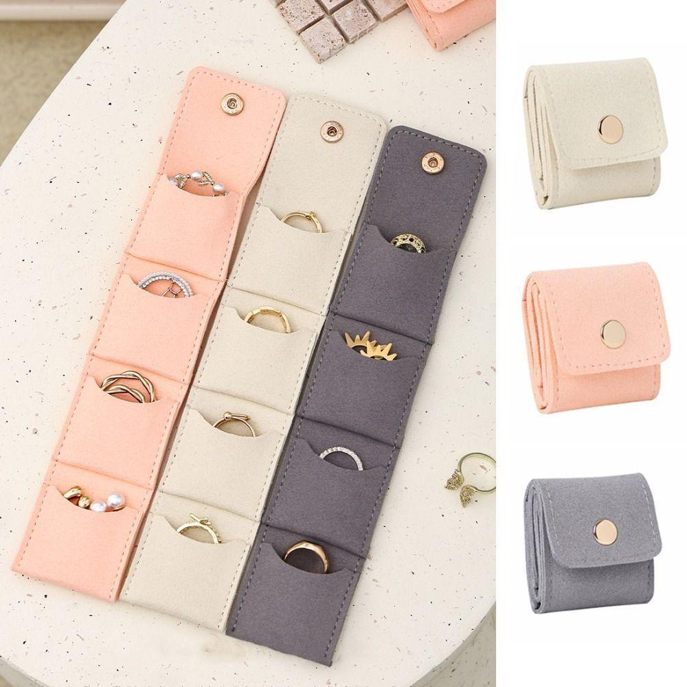 Mini Velvet Jewelry Display Bag Flip Cover Storage Case Foldable Necklace Ring Packing Bag  Travel