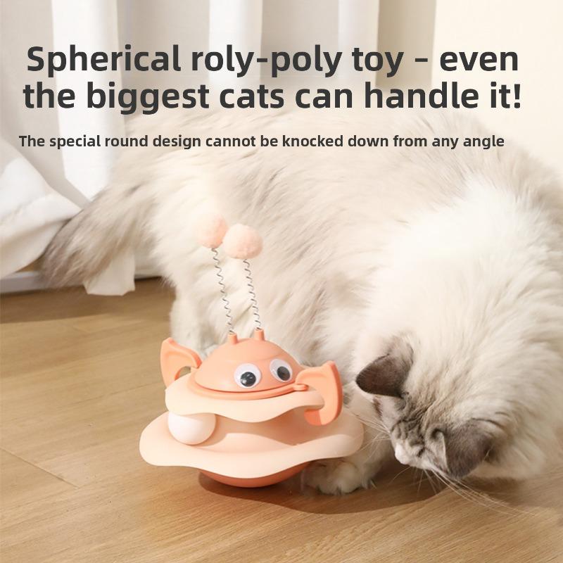 Little Bee Unbreakable Doll Rotating Play Plate, Little Cat Self-entertainment and Boredom, Cat Spinning Plate, Biting and Scratch-resistant Cat Toy