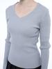 Chaenseseunoi Slim Fit V-Neck Ribbed Knit Sky/W251Tp04Sk